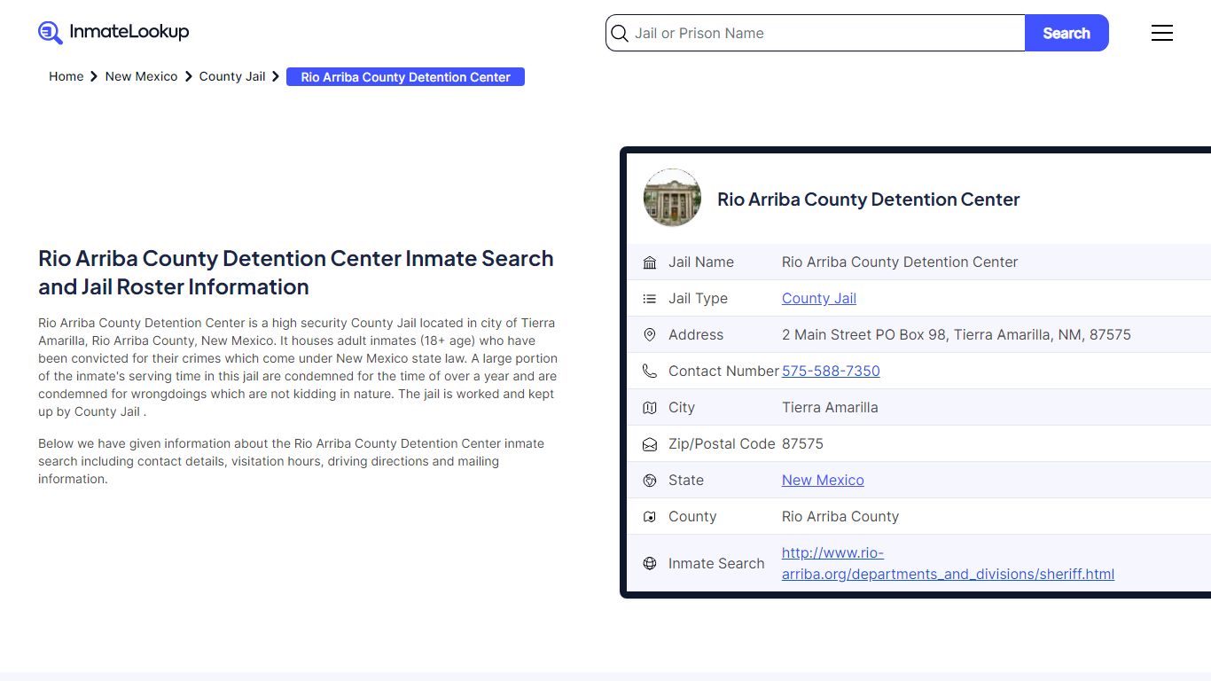 Rio Arriba County Detention Center Inmate Search and Jail Roster ...